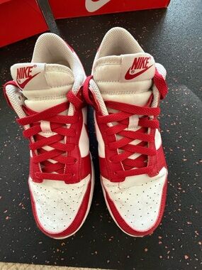 Nike DUNK Red and White Low-Top sneakers